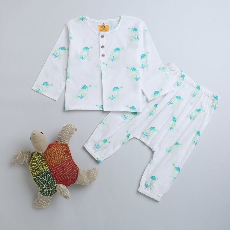 Flippy The Turtle - Unisex Infant Cotton Nightwear | Verified Sustainable Kids Onesies on Brown Living™