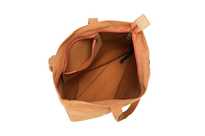 Free and Wild- Premium Cotton Canvas Tote Bag with Zip- Tan | Verified Sustainable Tote Bag on Brown Living™