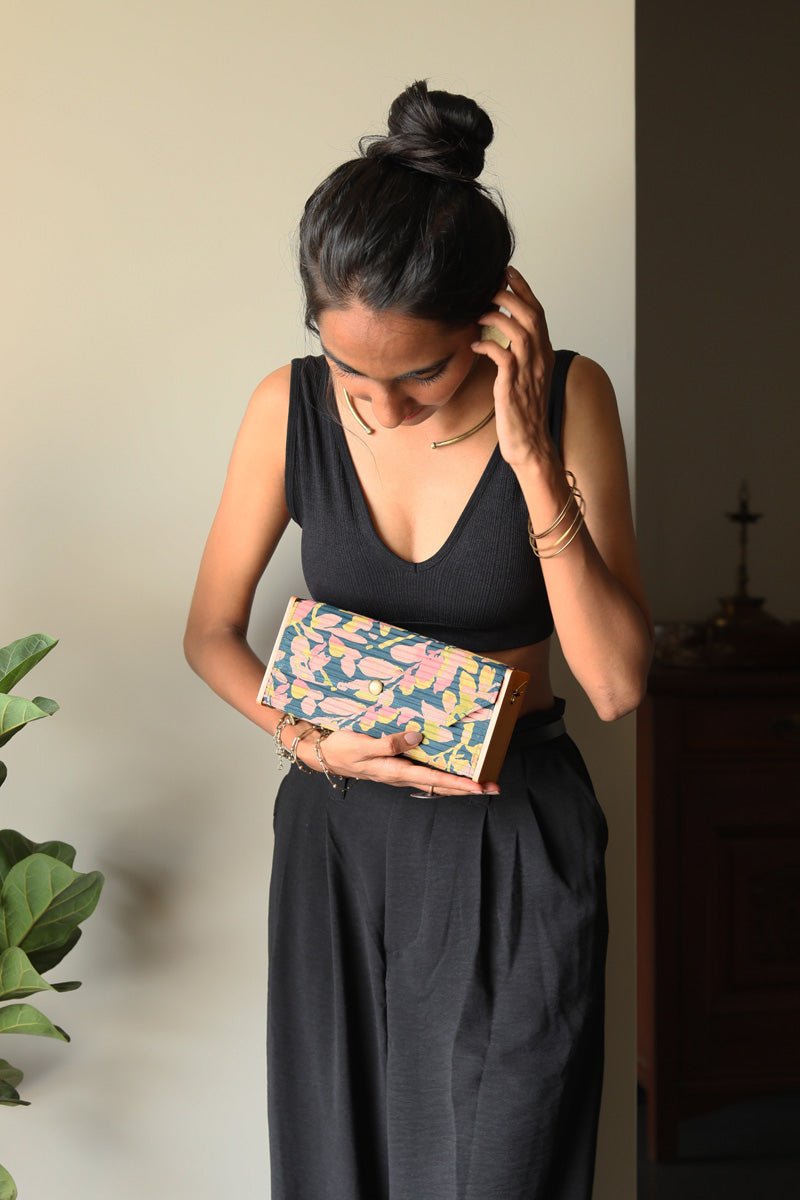 Gift For Her - Floral Blue Mini Clutch Gift Box | Verified Sustainable Gift Giving on Brown Living™