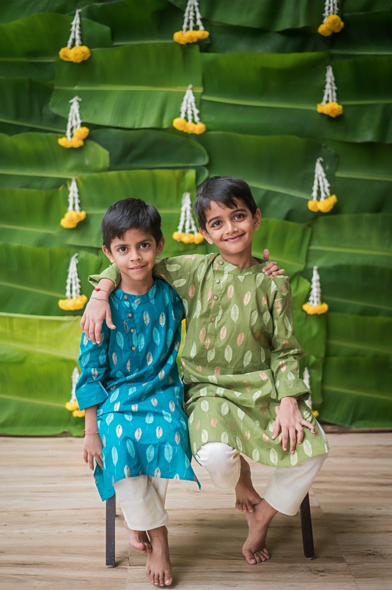 Gleaming Leaf - Boys Ethnic Wear | Verified Sustainable Kids Ethnic Sets on Brown Living™