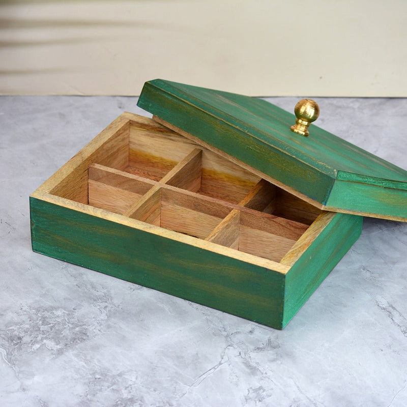 Green Knob Mango Wood Box | Verified Sustainable Organizers on Brown Living™