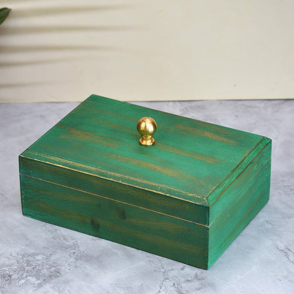 Green Knob Mango Wood Box | Verified Sustainable Organizers on Brown Living™