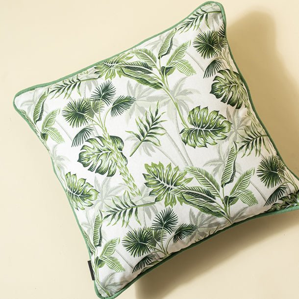 Green Leaf Printed Cushion Cover - Green | Verified Sustainable Covers & Inserts on Brown Living™