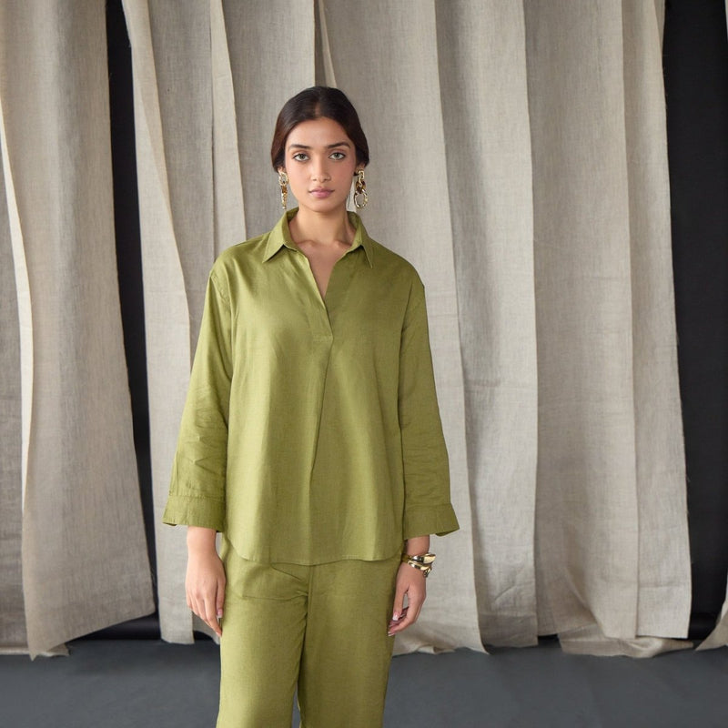 Green Linen Co - ord Set | Verified Sustainable Womens Co - Ord Sets on Brown Living™