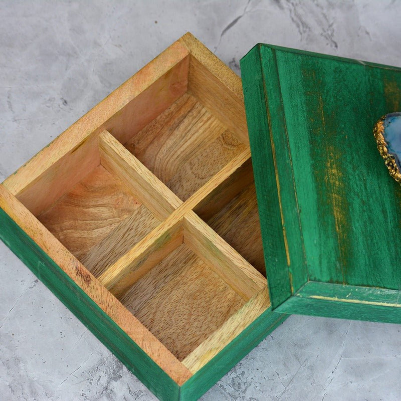 Green Mango Wood Box with Agare Knob | Verified Sustainable Organizers on Brown Living™