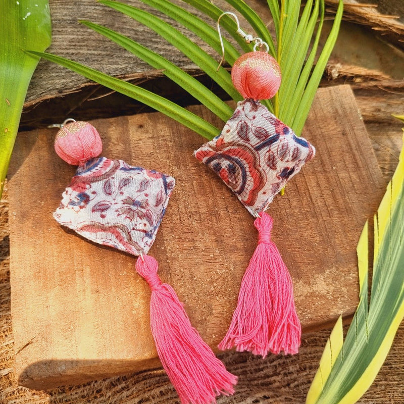 Gulabi Upcycled Textile Earring - Pink | Verified Sustainable Womens earrings on Brown Living™