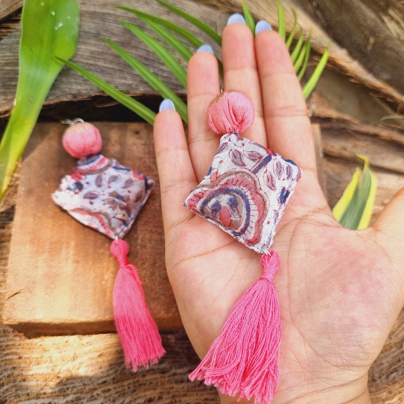 Gulabi Upcycled Textile Earring - Pink | Verified Sustainable Womens earrings on Brown Living™