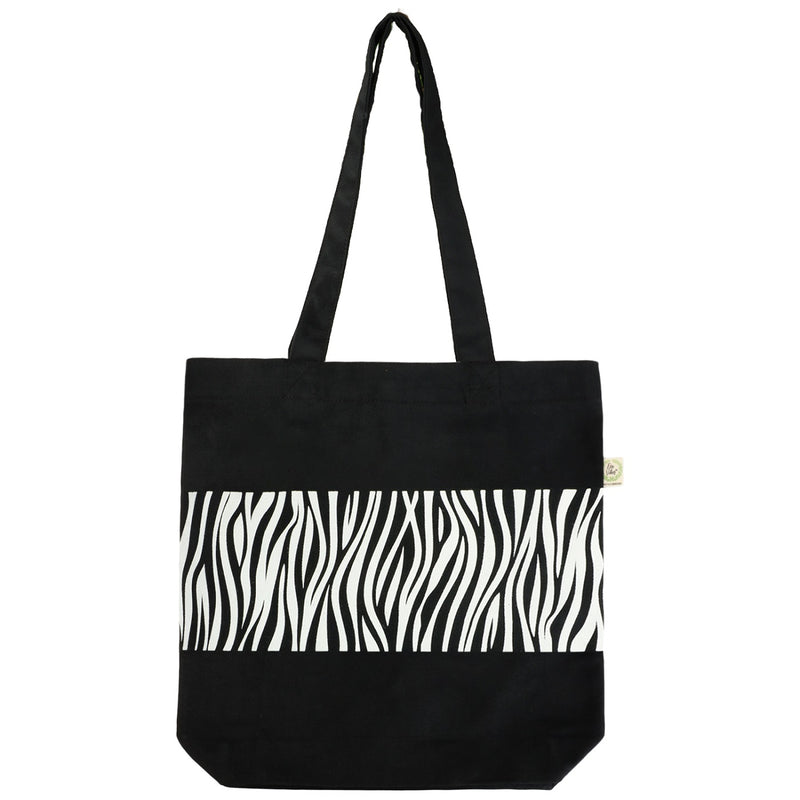 Premium Cotton Canvas Tote Bag- Zebra Black