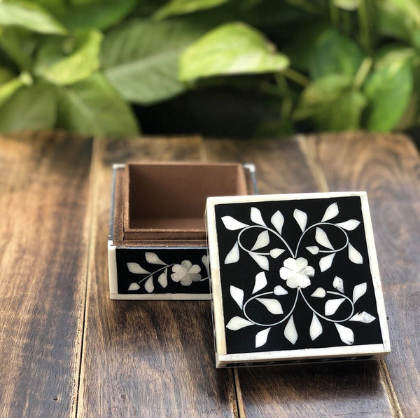 Handcrafted Inlay Black MDF Box | Verified Sustainable Gift Box on Brown Living™