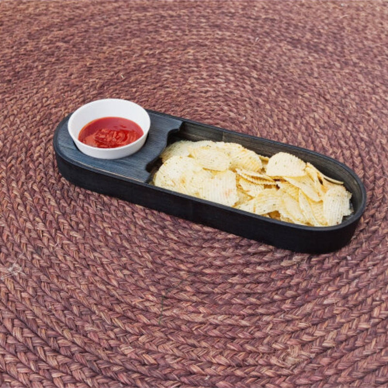 Handmade Bamboo Chip & Dip-Black | Verified Sustainable Trays & Platters on Brown Living™