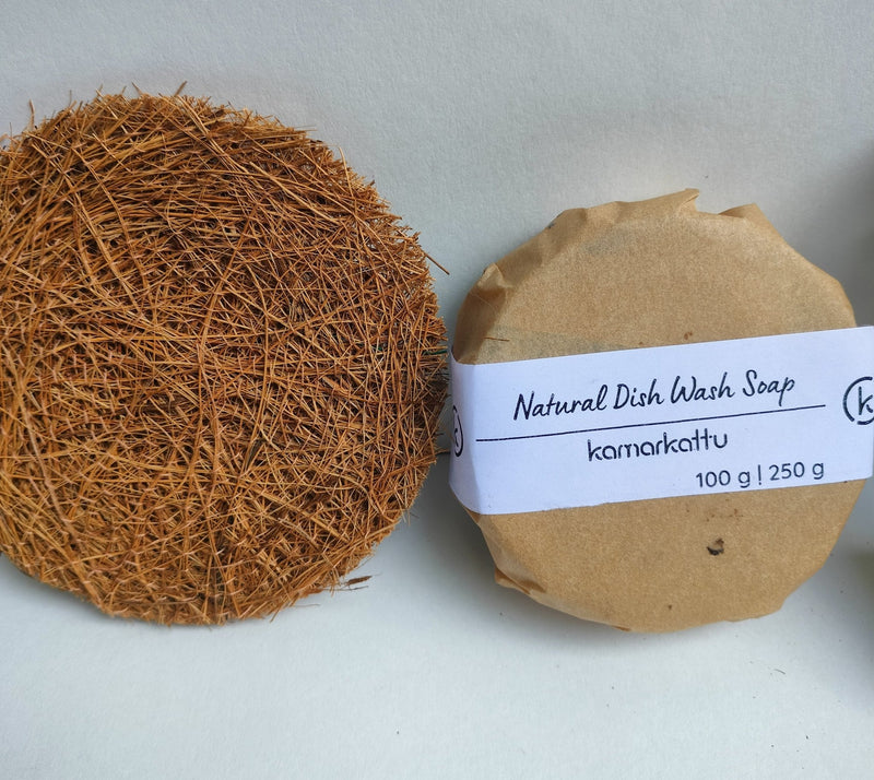 Handmade Dish Wash Soap Bar with coir scrub pad - 3 sets | Verified Sustainable Cleaning Supplies on Brown Living™