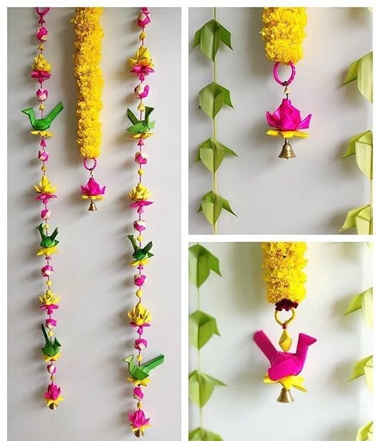 Handmade Palm Leaf Fish & Lotus Hanging I Diwali Decoration I Set of 2 | Verified Sustainable Home Decor on Brown Living™