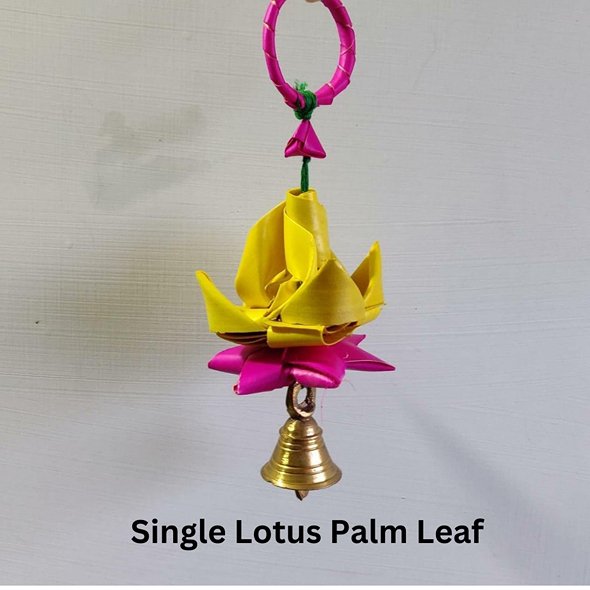 Handmade Palm Leaf Lotus Hanging I Diwali Decoration I Set of 2 | Verified Sustainable Home Decor on Brown Living™