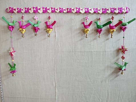 Handmade Palm Leaf Parrot Bandhanwar I Diwali Decoration I Single | Verified Sustainable Home Decor on Brown Living™