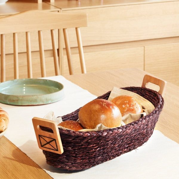 Handmade Sabai Grass Bread Basket-Large-Brown | Verified Sustainable Trays & Platters on Brown Living™