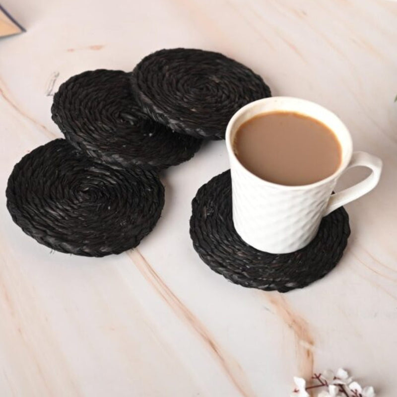 Handmade Sabai Grass Coasters - Black | Verified Sustainable Table Essentials on Brown Living™