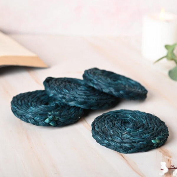 Handmade Sabai Grass Coasters - Indigo | Verified Sustainable Table Essentials on Brown Living™