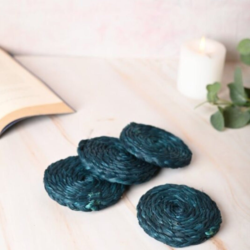 Handmade Sabai Grass Coasters - Indigo | Verified Sustainable Table Essentials on Brown Living™