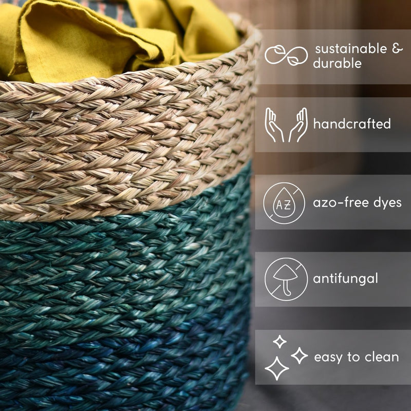 Handmade Sabai Grass Planter - Indigo | Verified Sustainable Pots & Planters on Brown Living™