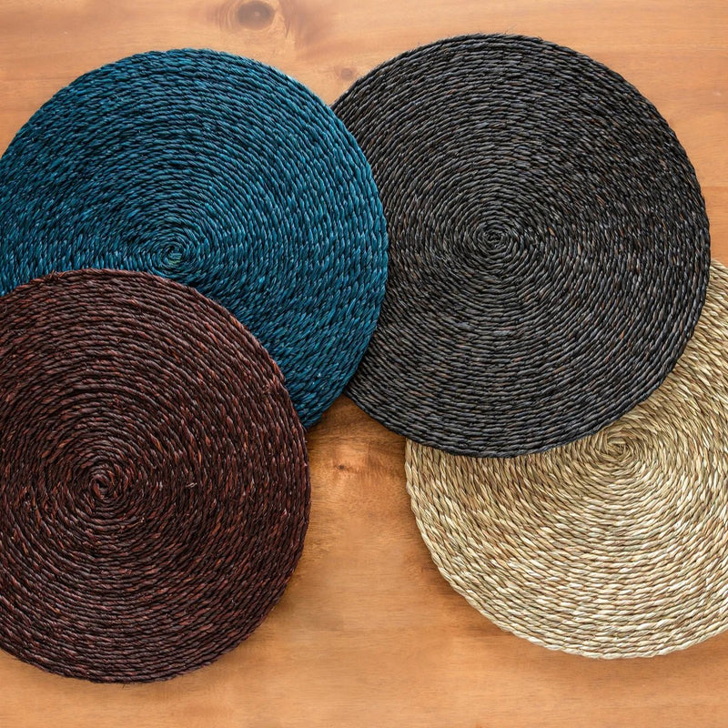 Handmade Sabai Grass Round Mats- Set of 4 | Verified Sustainable Table Decor on Brown Living™