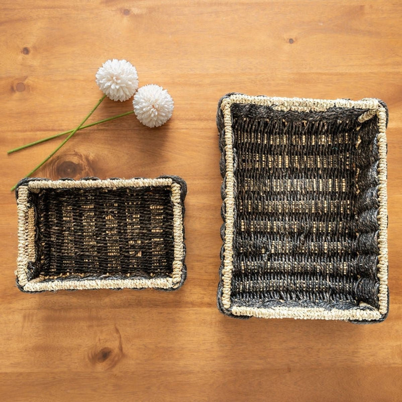 Handmade Sabai Grass Towel Basket - Black | Verified Sustainable Baskets & Boxes on Brown Living™