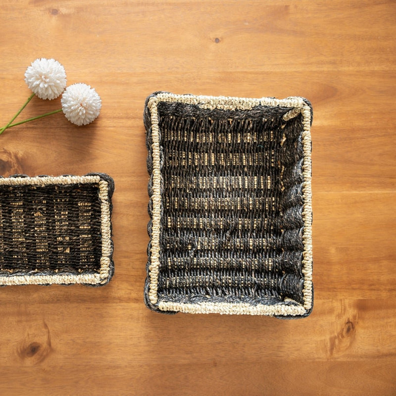 Handmade Sabai Grass Towel Basket - Black | Verified Sustainable Baskets & Boxes on Brown Living™