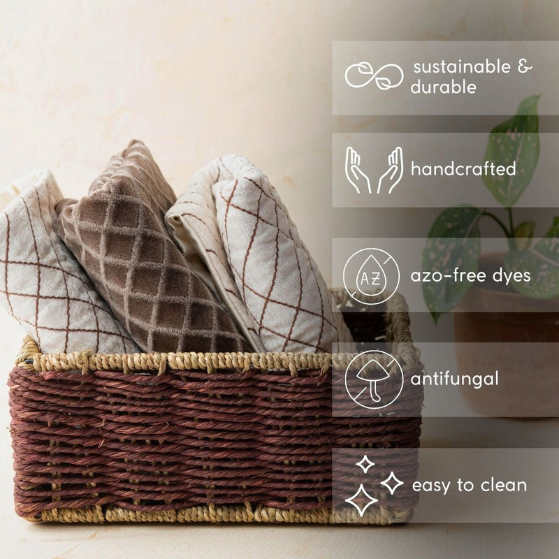 Handmade Sabai Grass Towel Basket- Brown | Verified Sustainable Baskets & Boxes on Brown Living™