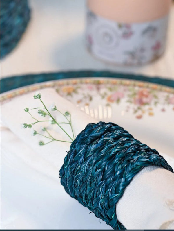 Handmade Sabai Napkin Rings - Indigo | Verified Sustainable Table Decor on Brown Living™