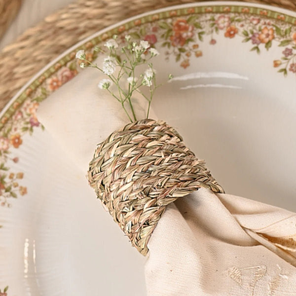 Handmade Sabai Napkin Rings - Natural | Verified Sustainable Table Decor on Brown Living™