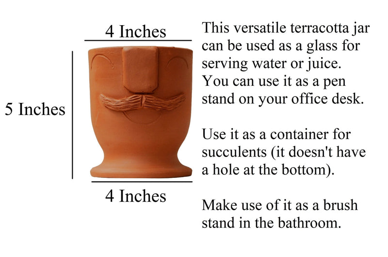 Handmade Terracotta Face Design Glass | Verified Sustainable Glasses & Tumblers on Brown Living™