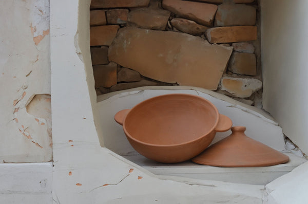 Handmade Terracotta Kadai / Serving Bowl with Lid | Verified Sustainable Cookware on Brown Living™