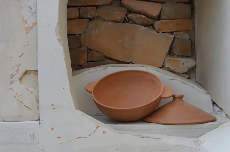 Handmade Terracotta Kadai / Serving Bowl with Lid | Verified Sustainable Cookware on Brown Living™