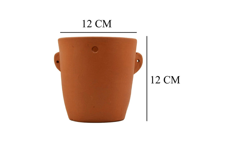 Handmade Terracotta Table Top Planter Face with Moustache | Verified Sustainable Pots & Planters on Brown Living™