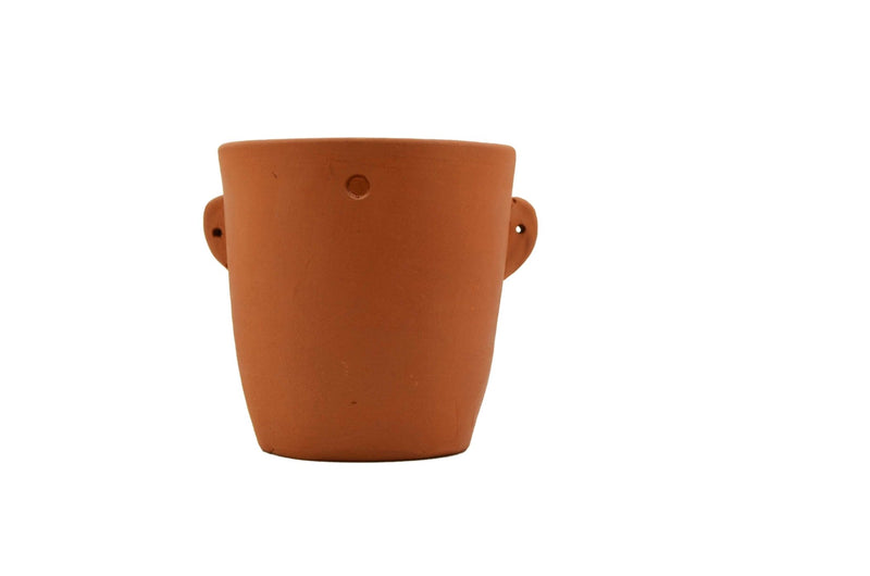 Handmade Terracotta Table Top Planter Face with Moustache | Verified Sustainable Pots & Planters on Brown Living™