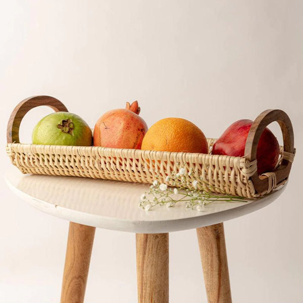 Handmade Wicker Bread Tray - White | Verified Sustainable Trays & Platters on Brown Living™