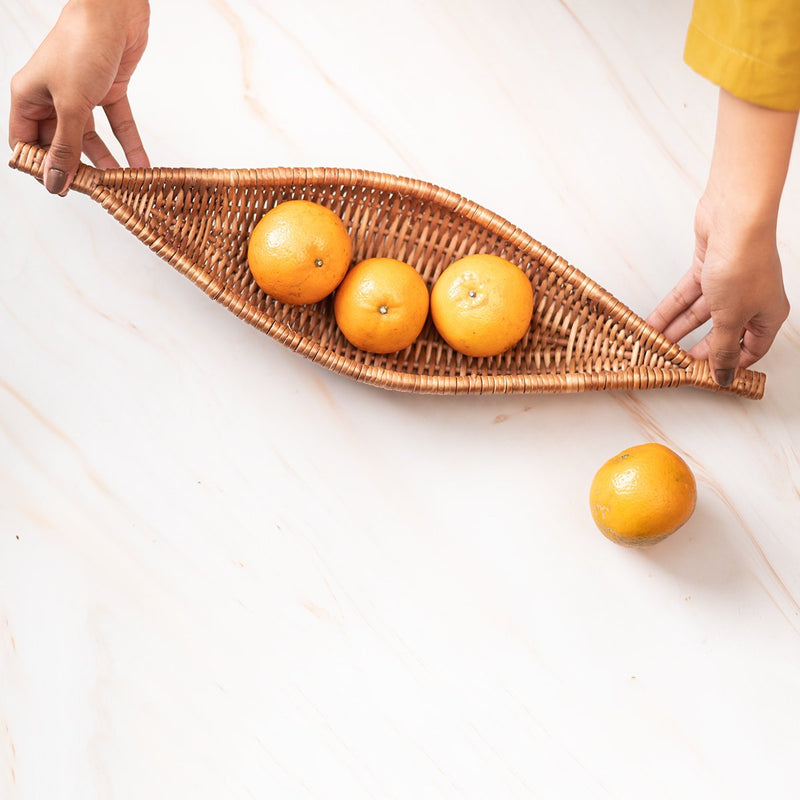 Handmade Wicker Shikara Bowl - Brown | Verified Sustainable Trays & Platters on Brown Living™