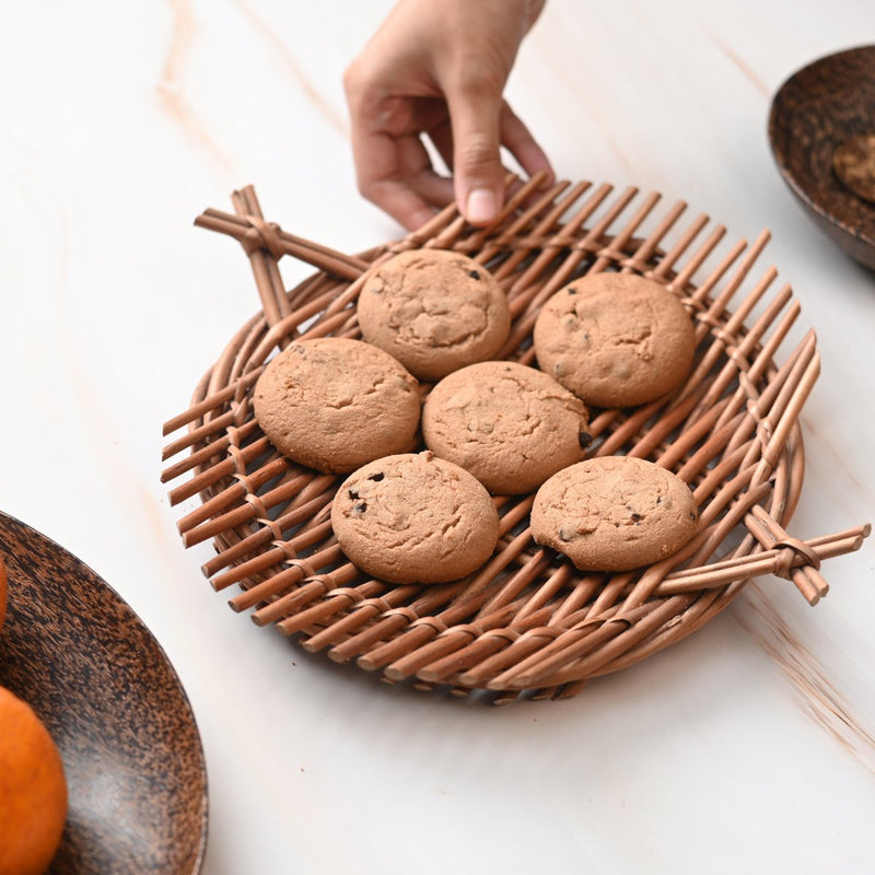 Handmade Wicker Small Tray - Brown | Verified Sustainable Trays & Platters on Brown Living™