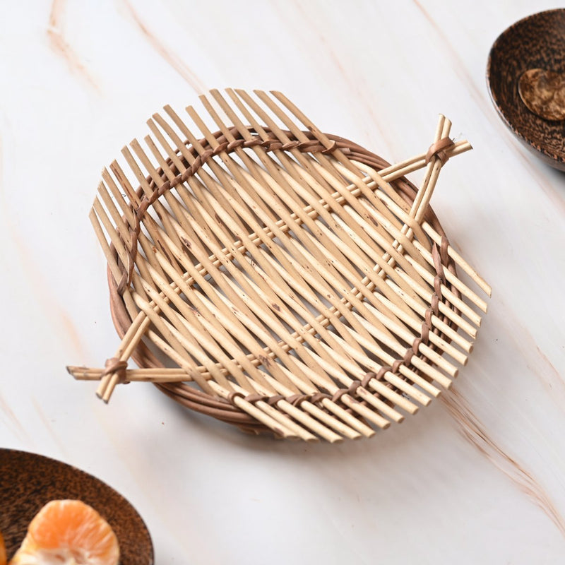 Handmade Wicker Small Tray - White | Verified Sustainable Trays & Platters on Brown Living™