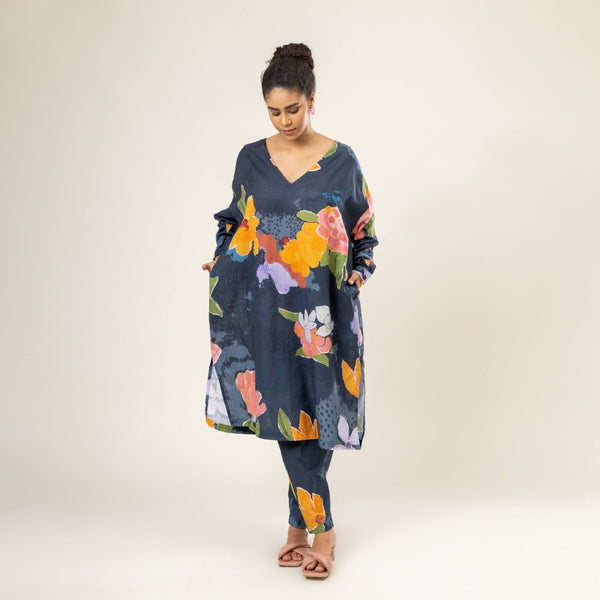 Helen Upcycled Cotton Floral Kaftan | Verified Sustainable Womens Tunic on Brown Living™