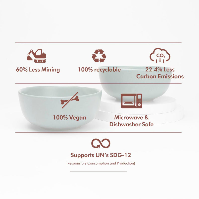 Herb - Recycled Ceramic Bowls | Set of 2 | Verified Sustainable Cups & Saucers on Brown Living™