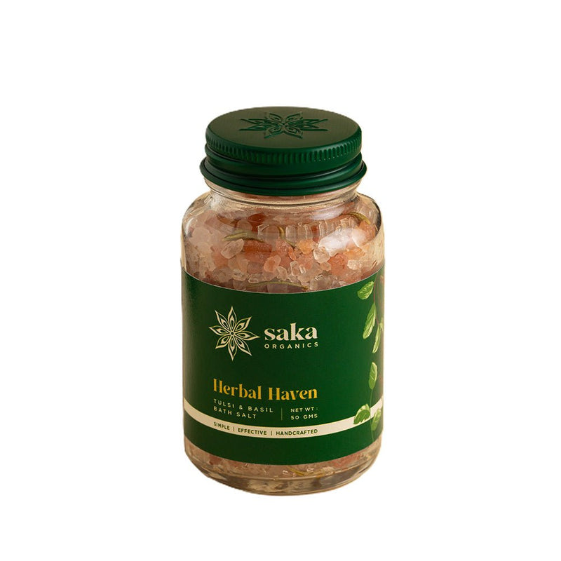 Herbal Haven | Handmade Tulsi & Basil Bath Salt (50gms) | Verified Sustainable Bath Salt on Brown Living™