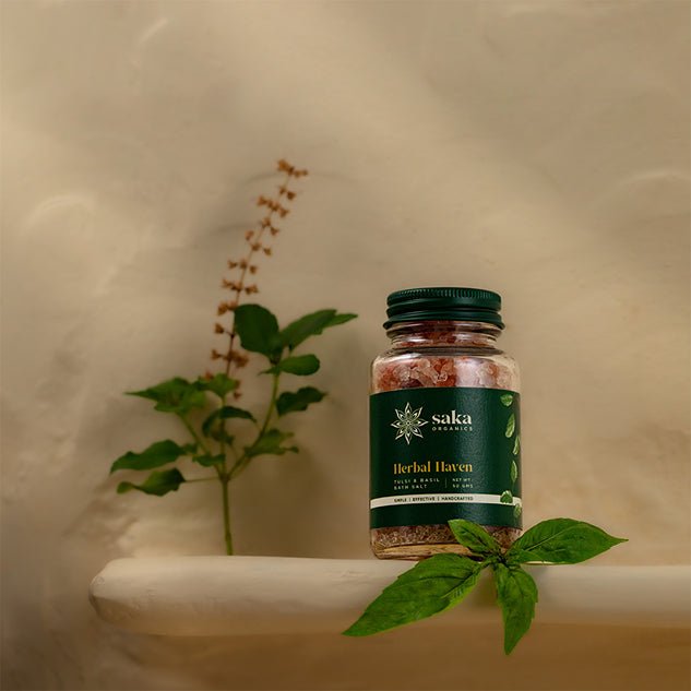 Herbal Haven | Handmade Tulsi & Basil Bath Salt (50gms) | Verified Sustainable Bath Salt on Brown Living™