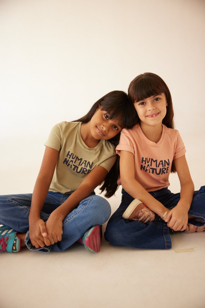 Human Nature - Kids Unisex Organic Cotton T - shirt | Rose | Verified Sustainable Kids T - Shirts on Brown Living™