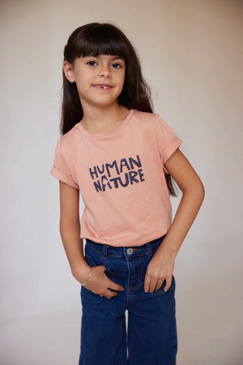 Human Nature - Kids Unisex Organic Cotton T - shirt | Rose | Verified Sustainable Kids T - Shirts on Brown Living™