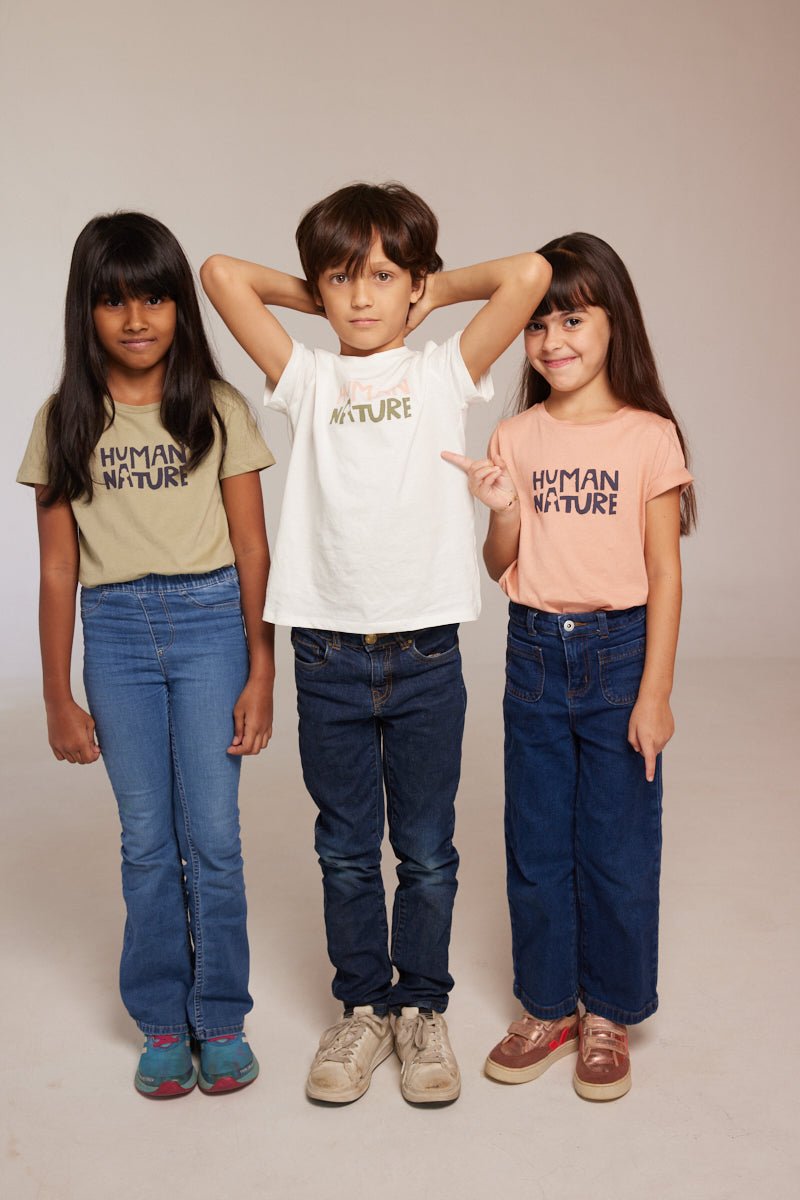 Human Nature - Kids Unisex Organic Cotton T - shirt | White | Verified Sustainable Kids T - Shirts on Brown Living™