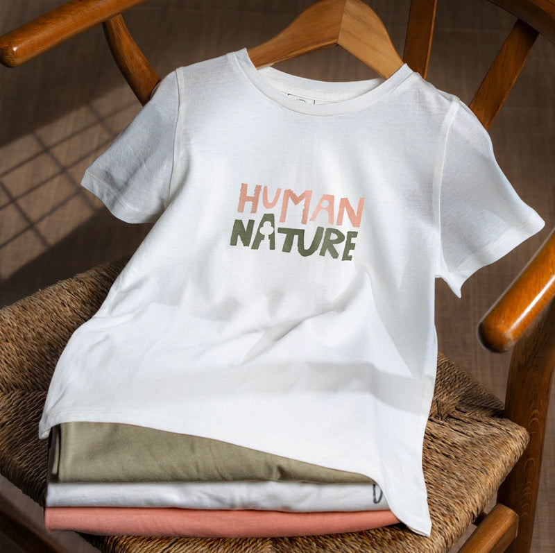 Human Nature - Kids Unisex Organic Cotton T - shirt | White | Verified Sustainable Kids T - Shirts on Brown Living™