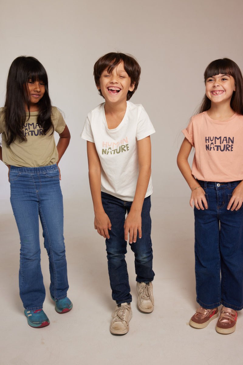 Human Nature - Kids Unisex Organic Cotton T - shirt | White | Verified Sustainable Kids T - Shirts on Brown Living™