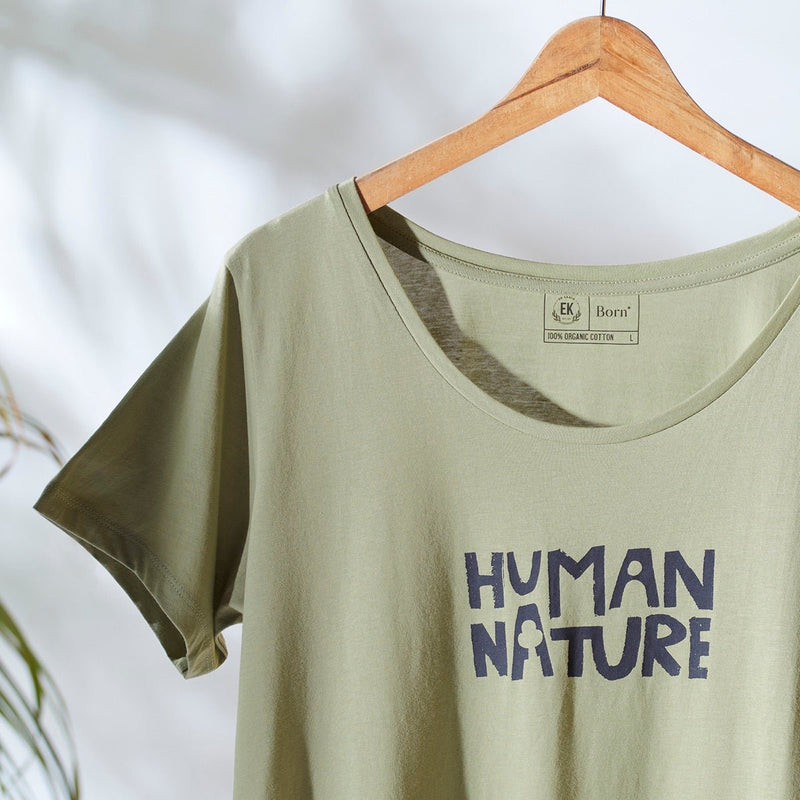 Human Nature - Womens Organic Cotton T - shirt | Sage | Verified Sustainable Womens T - Shirt on Brown Living™