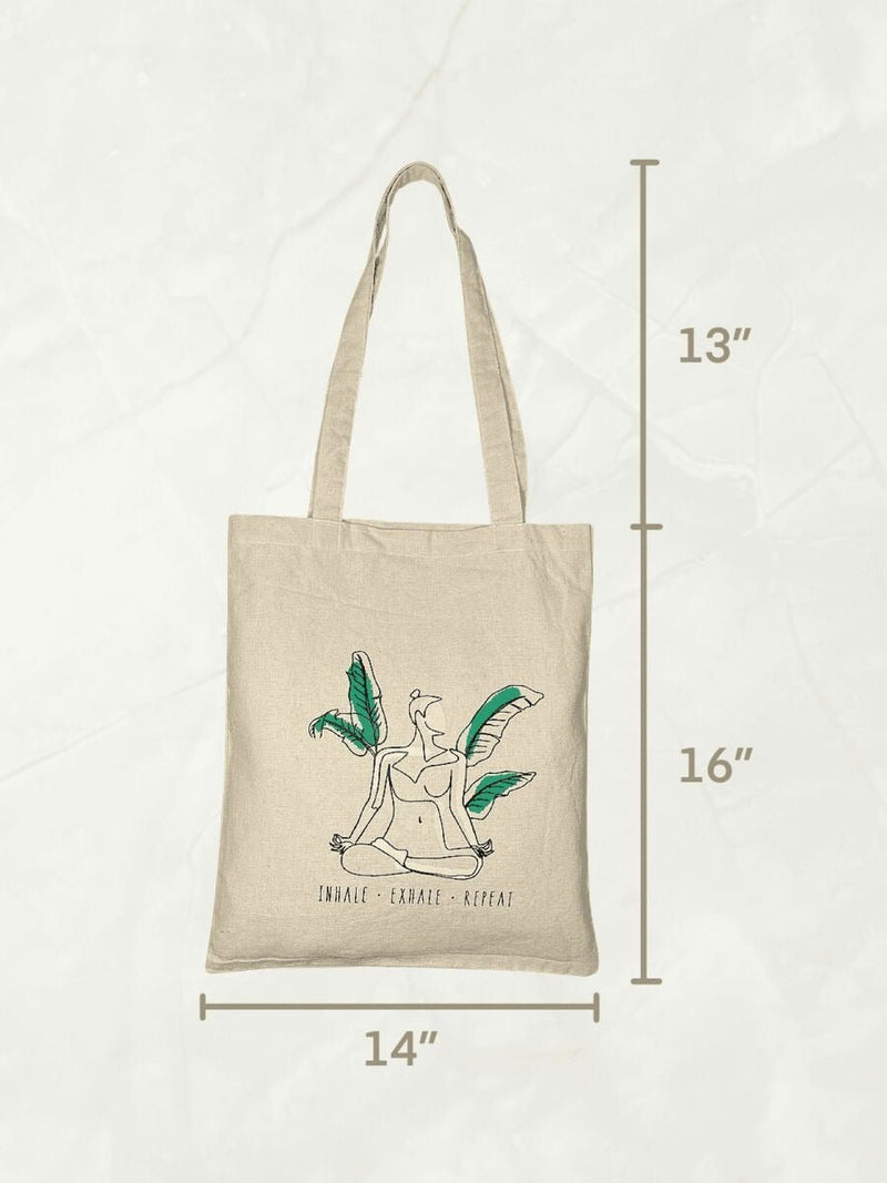 Inhale Exhale - 100% Cotton Canvas Tote Bag | Verified Sustainable Tote Bag on Brown Living™