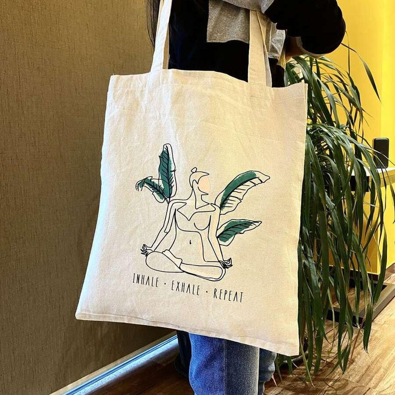 Inhale Exhale - 100% Cotton Canvas Tote Bag | Verified Sustainable Tote Bag on Brown Living™